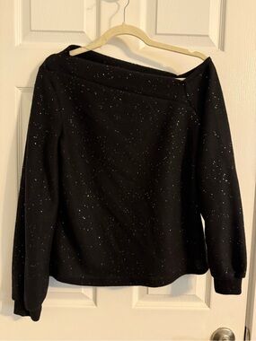 Gilli Black Off-Shoulder Speckled Sweater
